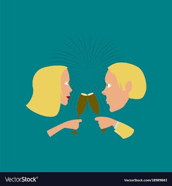 Flat on background of man woman glasses champagne vector image