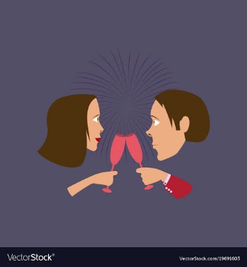 Flat on background of man woman glasses champagne vector image