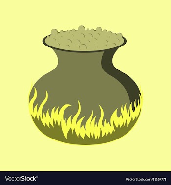 Flat on background of potion cauldron vector image