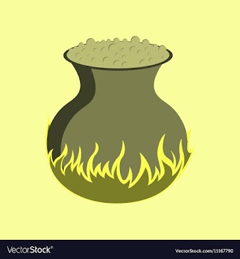 Flat on background of potion cauldron vector image