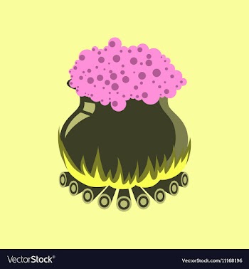Flat on background of potion cauldron vector image