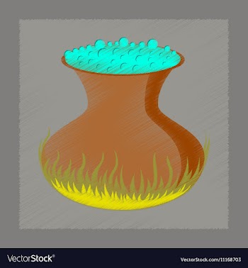 Flat on background of potion cauldron vector image