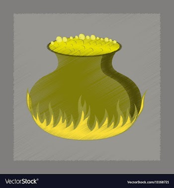 Flat on background of potion cauldron vector image
