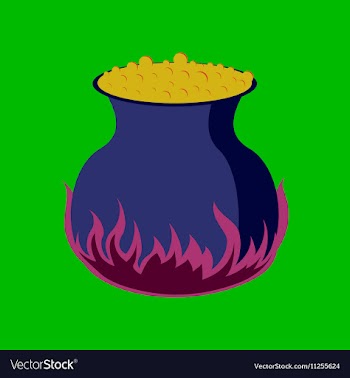 Flat on background of potion cauldron vector image