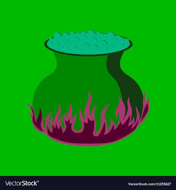 Flat on background of potion cauldron vector image