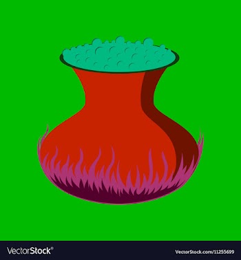 Flat on background of potion cauldron vector image