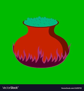 Flat on background of potion cauldron vector image