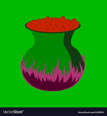 Flat on background of potion cauldron vector image