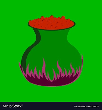 Flat on background of potion cauldron vector image