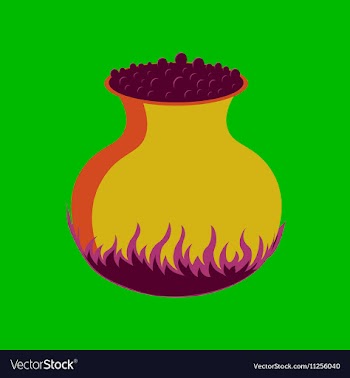 Flat on background of potion cauldron vector image