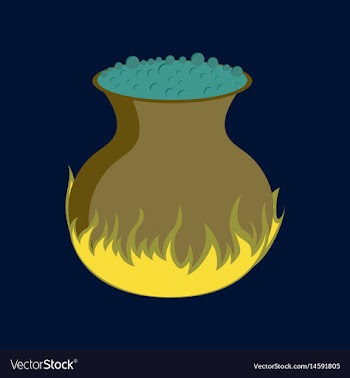 Flat on background of potion cauldron vector image