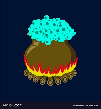 Flat on background of potion cauldron vector image