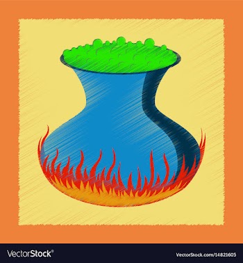 Flat on background of potion cauldron vector image