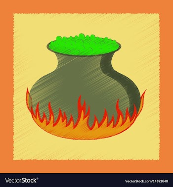 Flat on background of potion cauldron vector image