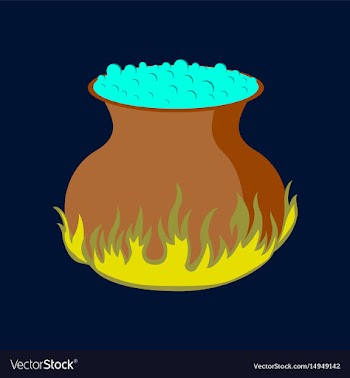 Flat on background of potion cauldron vector image