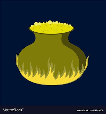 Flat on background of potion cauldron vector image