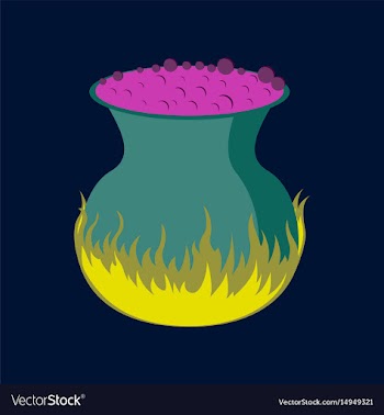 Flat on background of potion cauldron vector image