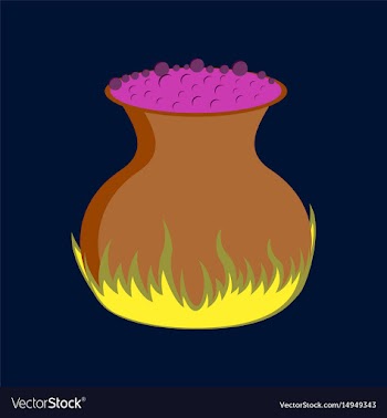 Flat on background of potion cauldron vector image