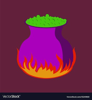 Flat on background of potion cauldron vector image
