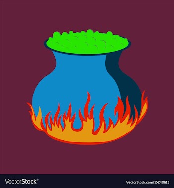 Flat on background of potion cauldron vector image