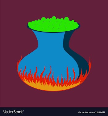 Flat on background of potion cauldron vector image