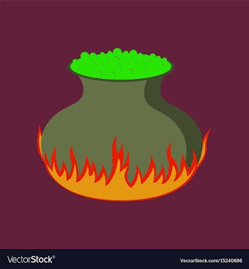 Flat on background of potion cauldron vector image