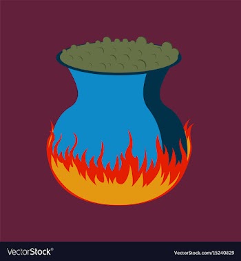 Flat on background of potion cauldron vector image