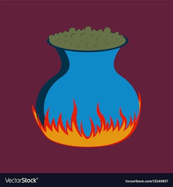 Flat on background of potion cauldron vector image