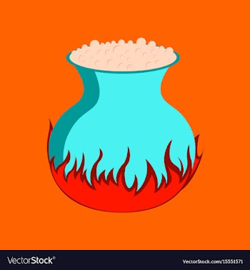 Flat on background of potion cauldron vector image