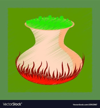 Flat on background of potion cauldron vector image