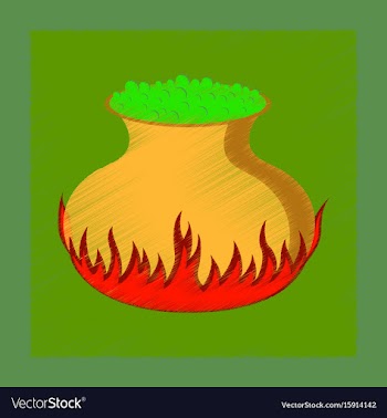 Flat on background of potion cauldron vector image