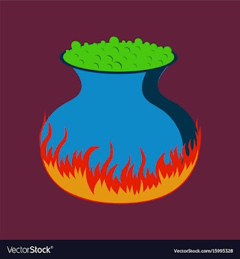 Flat on background of potion cauldron vector image