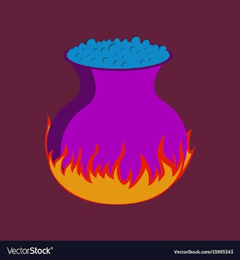 Flat on background of potion cauldron vector image