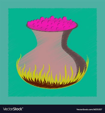 Flat on background of potion cauldron vector image