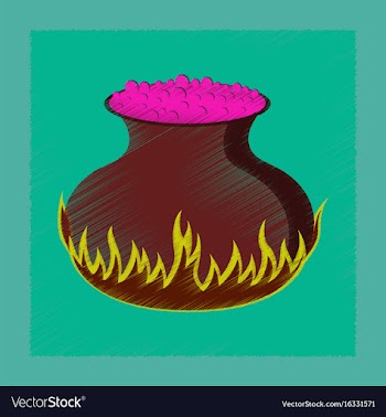 Flat on background of potion cauldron vector image
