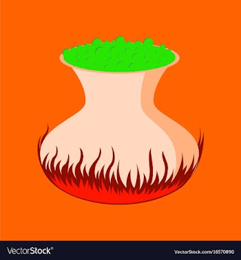 Flat on background of potion cauldron vector image
