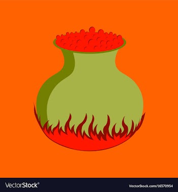 Flat on background of potion cauldron vector image