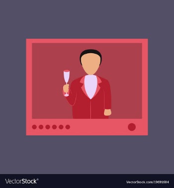 Flat on background of president on tv vector image