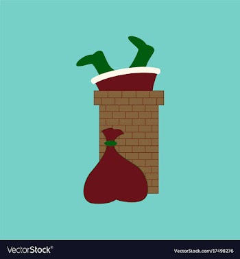 Flat on background of santa claus in chimney vector image