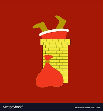 Flat on background of santa claus in chimney vector image