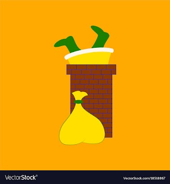 Flat on background of santa claus in chimney vector image