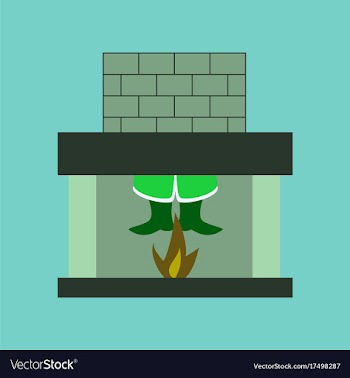 Flat on background of santa claus in fireplace vector image