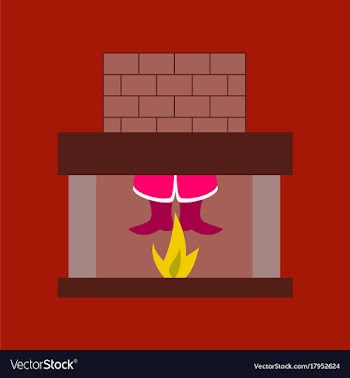 Flat on background of santa claus in fireplace vector image