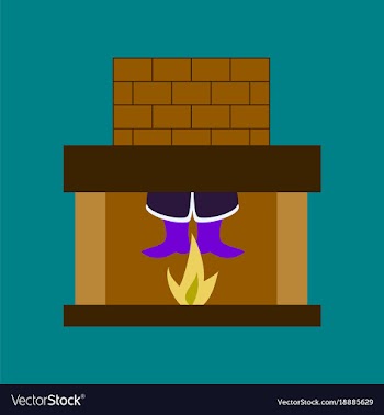 Flat on background of santa claus in fireplace vector image