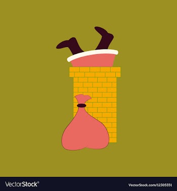 Flat on background of Santa Claus in vector image