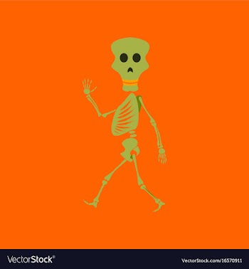 Flat on background of skeleton halloween monster vector image