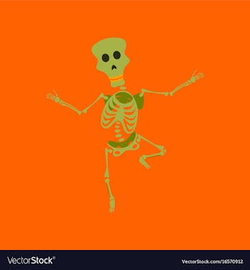 Flat on background of skeleton halloween monster vector image