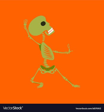 Flat on background of skeleton halloween monster vector image