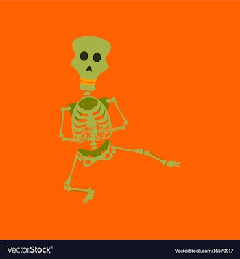 Flat on background of skeleton halloween monster vector image
