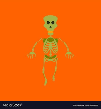Flat on background of skeleton halloween monster vector image